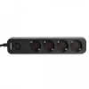 Сетевой удлинитель 3 м 4 гнезда с заземлением кнопкой и защитой от детей VIDEX VF-PD43G-B черный