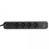 Сетевой удлинитель 3 м 4 гнезда с USB (QC3.0) и USB-C (PD18W) заземлением и кнопкой VIDEX VF-PD43G1QC1PD-B