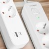 Сетевой удлинитель 3 м 4 гнезда с USB (QC3.0) и USB-C (PD18W) заземлением и кнопкой VIDEX VF-PD43G1QC1PD-W