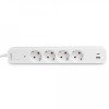 Сетевой удлинитель 3 м 4 гнезда с USB (QC3.0) и USB-C (PD18W) заземлением и кнопкой VIDEX VF-PD43G1QC1PD-W