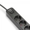 Сетевой удлинитель VIDEX ONCORD 5 розеток 3м, 4000 Вт, с кнопкой, заземлением, черный (VF-PD53G-B)