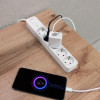 Сетевой удлинитель VIDEX ONCORD 5 розеток 3м, 4000 Вт, с кнопкой, заземлением, белый (VF-PD53G-W)