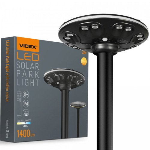 Светильник на солнечной батарее VIDEX VL-GLSO-1254-S 1400Lm  парковый, сенсорный 