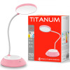 Аккумуляторная настольная лампа TITANUM  TLTF-022P 7W 3000-6500K с USB, с регулировкой яркости и температуры света, розовая