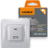 Розетка VIDEX BINERA USB-A + USB-C PD20W, быстрая зарядка, 2 порта, серебряный шелк (VF-BNCHRUC20-SS)