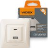 Розетка VIDEX BINERA USB-A + USB-C PD20W, быстрая зарядка, 2 порта, кремовая (VF-BNCHRUC20-CR)