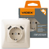 Одинарная розетка с заземлением 2 USB и повышенной огнеупорностью VIDEX BINERA VF-BNSK1GU2-CR кремовая