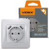 Одинарная розетка с заземлением 2 USB и повышенной огнеупорностью VIDEX BINERA VF-BNSK1GU2-SS серебристая