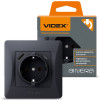Одинарная розетка с заземлением с USB+USB-C черный графит VIDEX BINERA VF-BNSK1GUC-BG