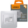 Одинарная телефонная розетка CAT3 VIDEX BINERA VF-BNSK1TF3-SS серебристая