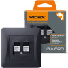 Комбинированная компьютерная и телефонная розетка CAT3+CAT6 VIDEX BINERA VF-BNSK2PC6TF3-BG черный графит