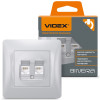 Комбинированная компьютерная и телефонная розетка CAT3+CAT6 VIDEX BINERA VF-BNSK2PC6TF3-SS серебристая