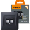 Двойная телефонная розетка CAT3+CAT3 VIDEX BINERA VF-BNSK2TF3-BG черный графит