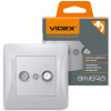 Комбинированная телевизионная розетка TV+SAT VIDEX BINERA VF-BNSK2TVSATE-SS серебристая