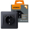 Одинарная розетка с заземлением 2 USB и повышенной огнеупорностью VIDEX BINERA VF-BNSK1GU2-BG черный графит