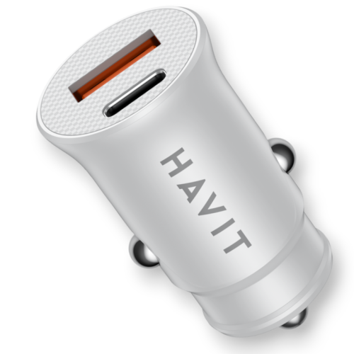 Автомобильное зарядное устройство HAVIT HV-CC2022 20W USB+USB-C White с быстрой зарядкой 